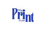 Blue 'Her Print Club' logo on a white background